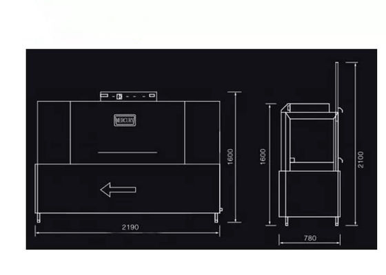 Loại đường hầm Xi lanh đôi 400mm Máy rửa bát nhà hàng công nghiệp